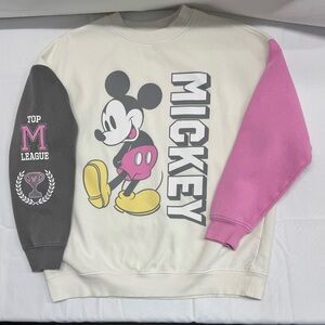 H&M Mickey Mouse Crewneck - Cream, Pink, and Gray